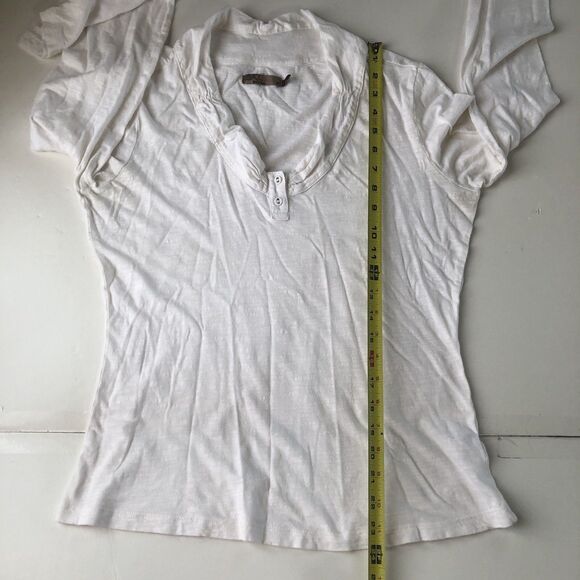 prAna Women’s Round Neck 2 Button L/S White Top Organic Cotton Tag Size Medium - Picture 7 of 14